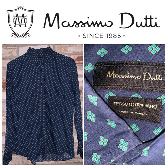 Massimo Dutti Other - Large Massimo Dutti Blue-Green Patterned LS Shirt